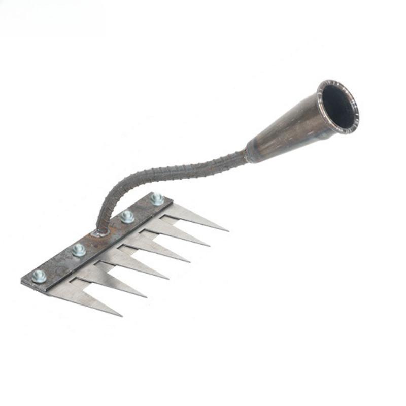 5/6/7/8 Teeth Iron Gardening Hoe Weeding Rake Farm Tool Grasping Raking Loosening Soil Nail Rake Tool Artifact Harrow Farm Tool
