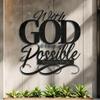Christian Jesus Metal Wall Art Matthew 19:26 Bible Verse Religious Decor Rotating Hook Gift