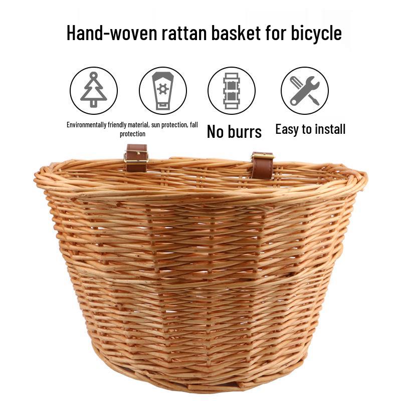 Rattan Bicycle Basket for Mountain Bikes and Pets – Multipurpose Cycling Accessory