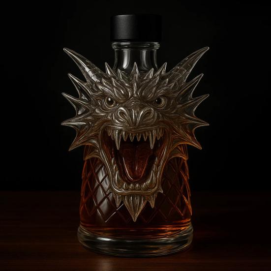 300ml Whiskey Bottle Decanter Wolf Head Shape High Borosilicate Glass Wine Bottle Leak-Proof Seal Whiskey Decanter