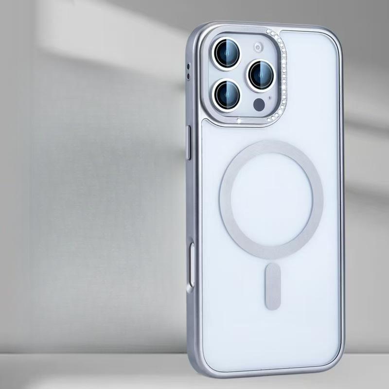 

Подходит для Apple 16proMax Чехол для телефона с сильной магнитной адсорбцией Прозрачный iPhone 15 Независимая кнопка 14 Противоударный защитный чехол iPhone16 серый