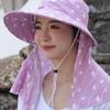 Sun Protection Cover Face Cap Leaf Print Sunscreen Bucket Hat Portable Women Sun Hat  Climbing