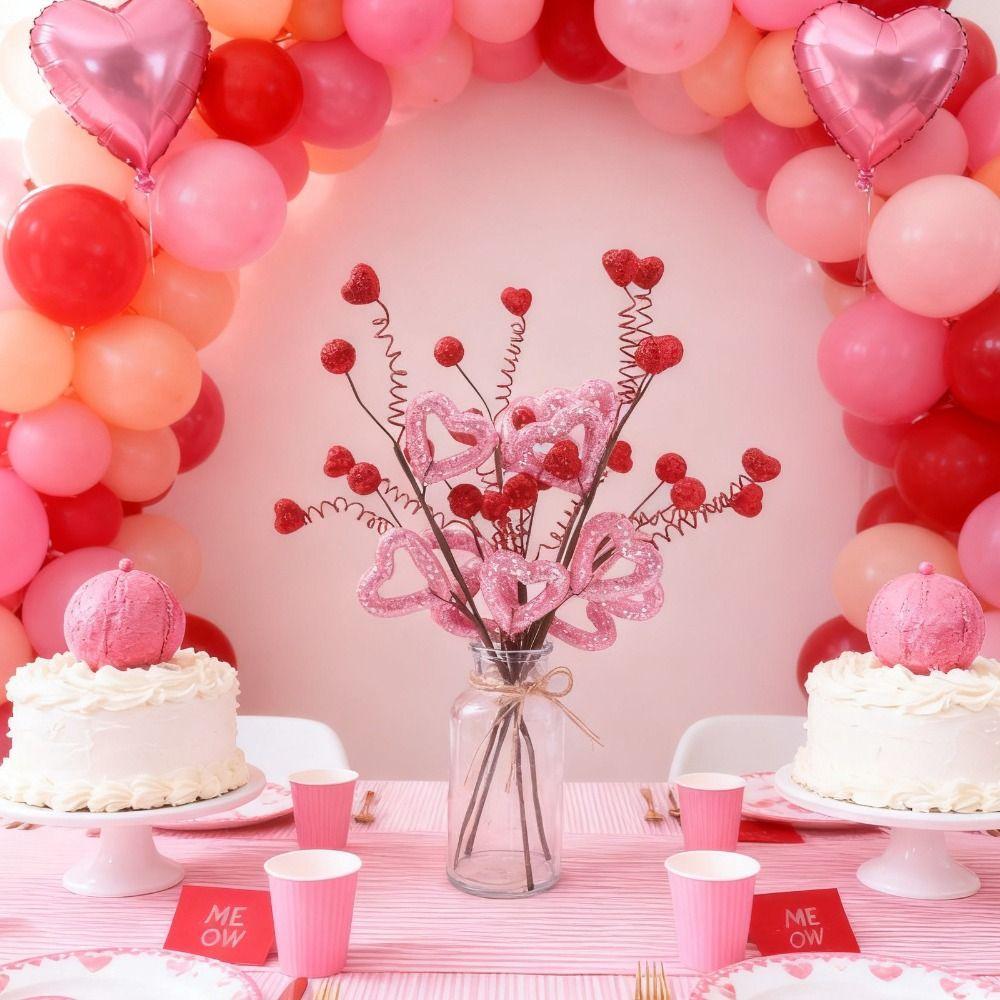 Red Heart Berry Valentine's Day Decoration Artificial Twig Creative Exquisite Artificial Floral Cuttings Romantic Heart