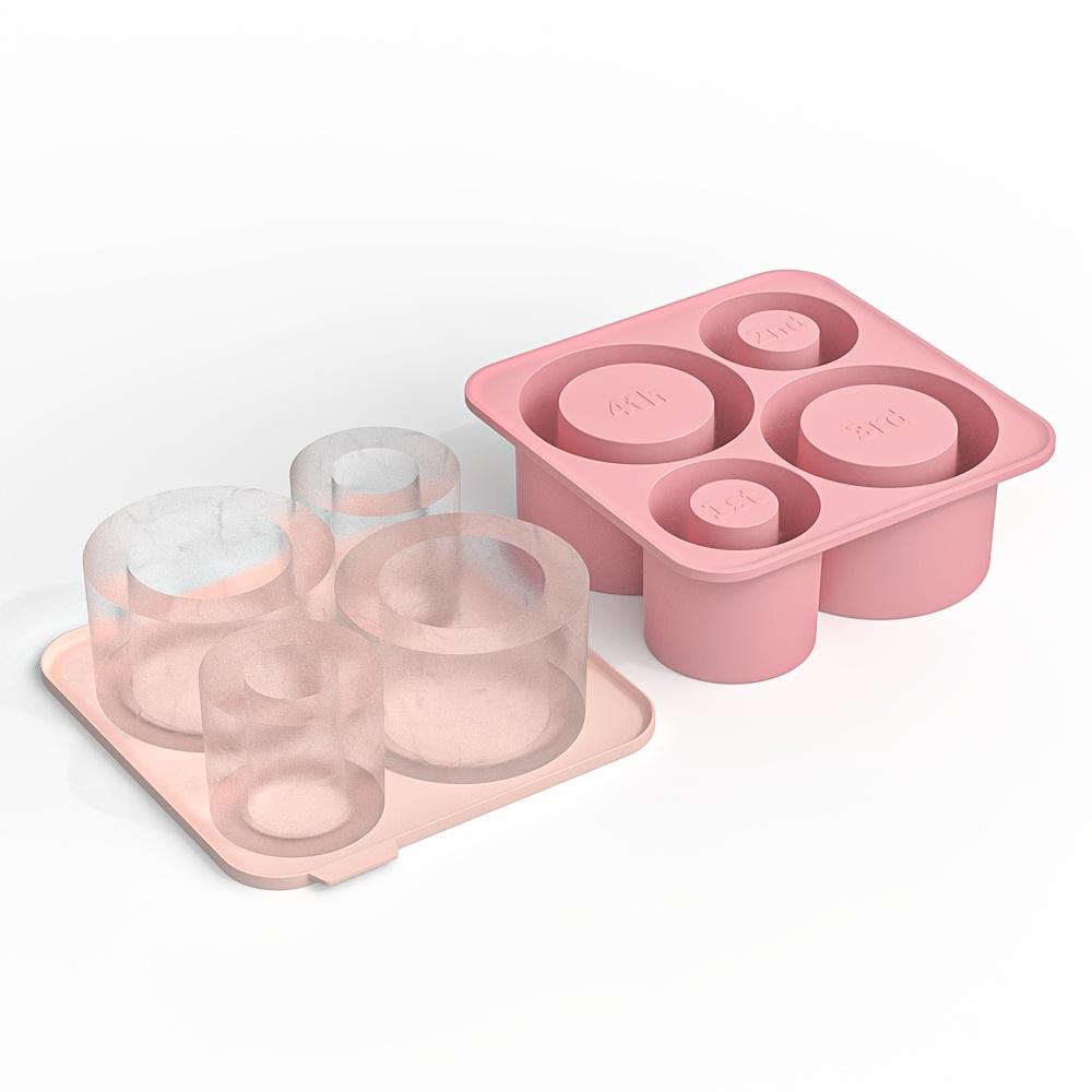 Ice Tray Is Suitable for 20 Ounce Flat bottomed Cups, 4pcs of Silica Gel Hollow Cylindrical Ice Molds, Suitable for Cold Drinks, Coffee