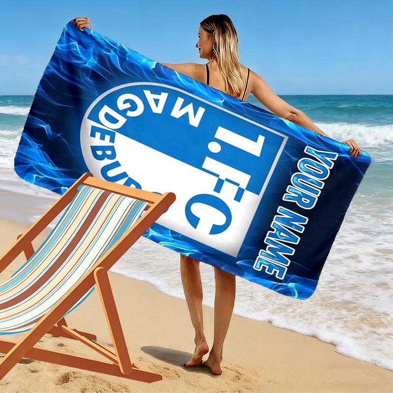 Custom Name Fc Magdeburg Print Beach Towel, Large Soft Quick Dry Towel for Beach Camping Swimming
