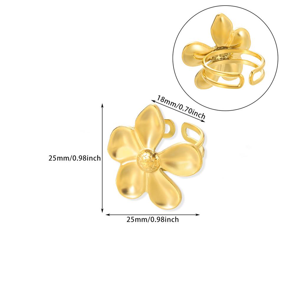 Gold Color Anillos For Women Sun Flower Stainless Steel Open Rings Dailywear Palm Geometric Irregular Jewelry Fashion Punk Gift