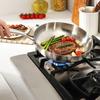 Stainless Steel Smooth Frying Pan Single Handle Skillet Kitchen Cooking Pan Fit Gas and Induction Cooktop