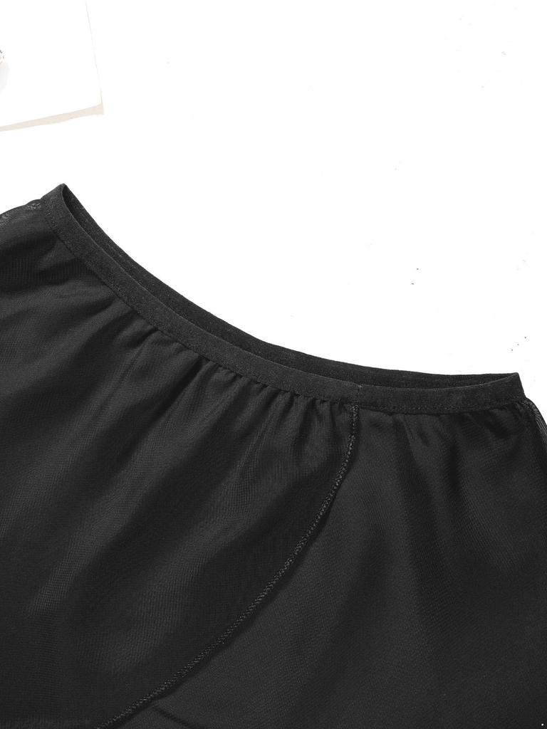 Chiffon Skirt Kids Elastic Waistband Irregular Slit Miniskirt for Stage Performance Gymnastic Costume