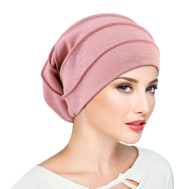 Muslim Women Stretch Sleep Chemo Hat Cotton Beanie Sleep Hijab Turban Headwear Cap Head Wrap for Cancer Hair Loss Accessories