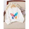 European sizes Girls' Crewneck Sweatshirt - Colorful Butterfly Wing Pattern Print, Soft Comfortable Casual Wear for Children & Teenagers
