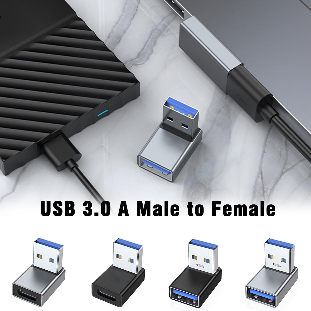 90 Degree Left Right Up Down Angled USB 3.0 A Male to Female Extension Connector Adapter for Laptop PC USB Chargers Converter