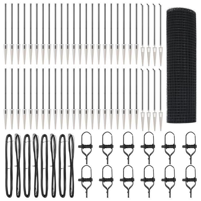 VidaXL Clôture en fil soudé avec 13 piquets gris 0.4x100 m en acier 3352248