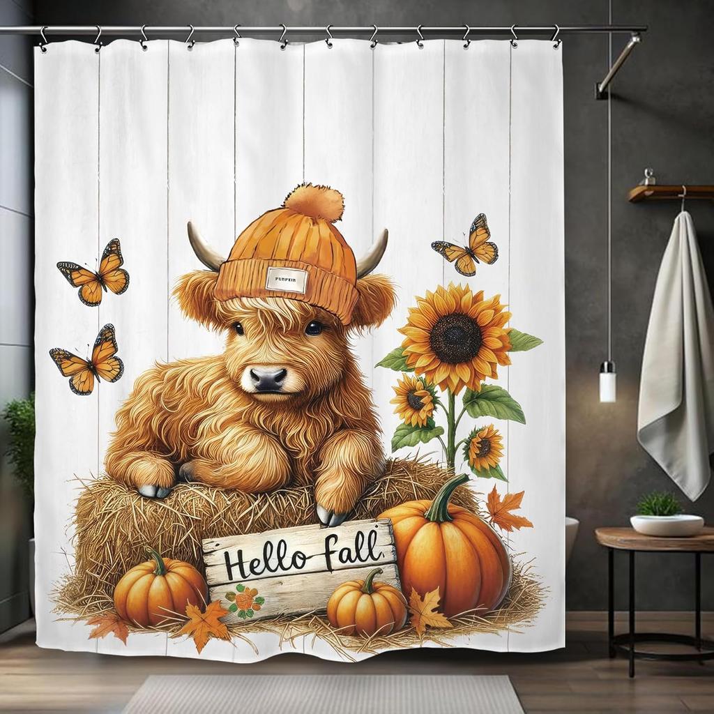 Halloween Pumpkin Ghost Shower Curtain Mouse Head Pumpkin Skull Kids Boys Holiday Scary Horror Spooky Bathroom Set Accessories