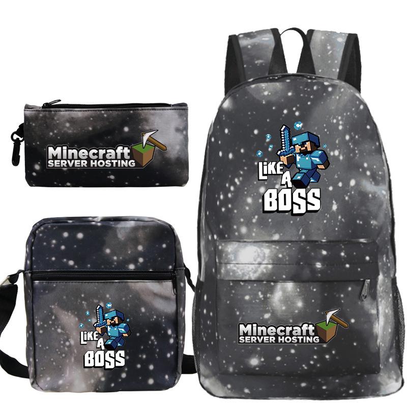Game Merchandise Print Fashion Children'S Backpack Student Schoolbag Stationery Bag Messenger Bag Three-Piece Set
