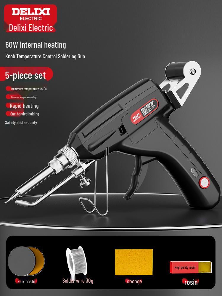 DELIXI Electric Auto-Feed Soldering Iron with Digital Display & Adjustable Temperature