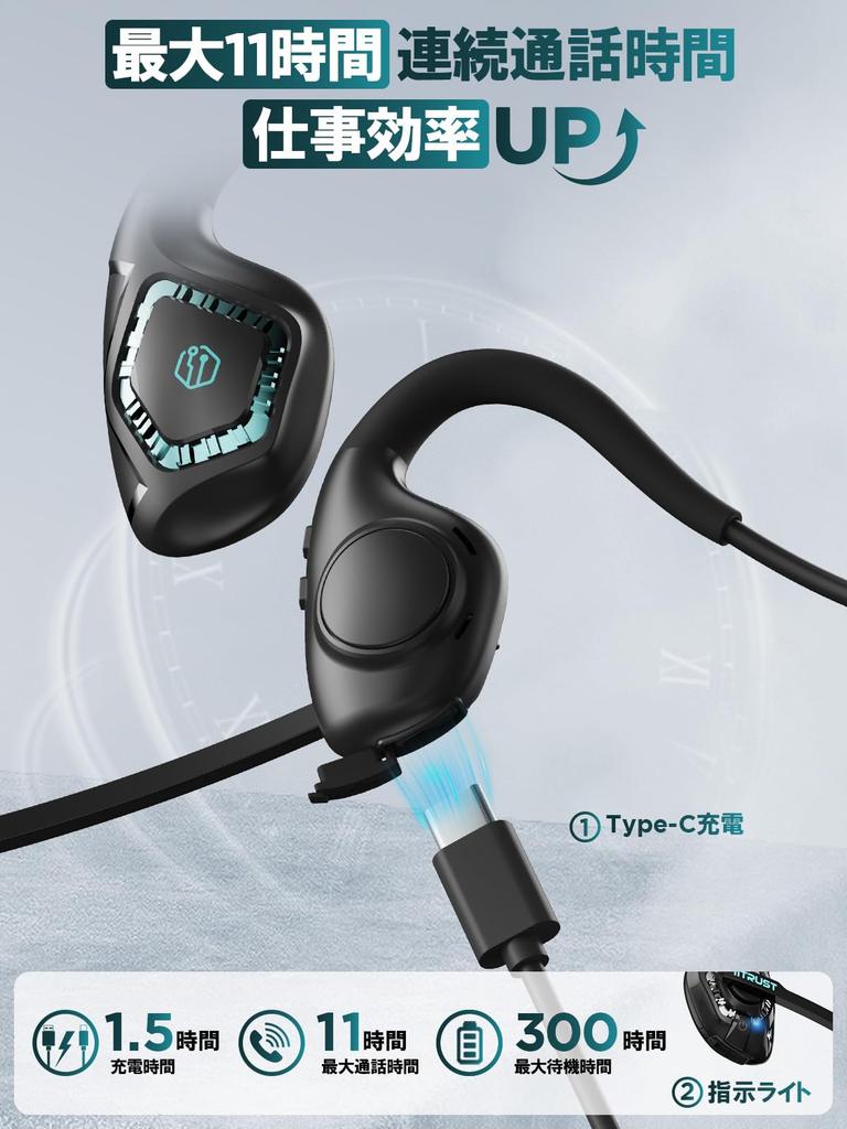 Earaku Open-Ear Call Headset J065 (ENC, Mute, Dual Pairing, USB-C, 11 h)