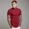 Muscleguys T-shirt Estiva Retro Manica Corta da Uomo Stile Cinese Camicia Bianca con Collo Rialzato Top Casual alla Moda