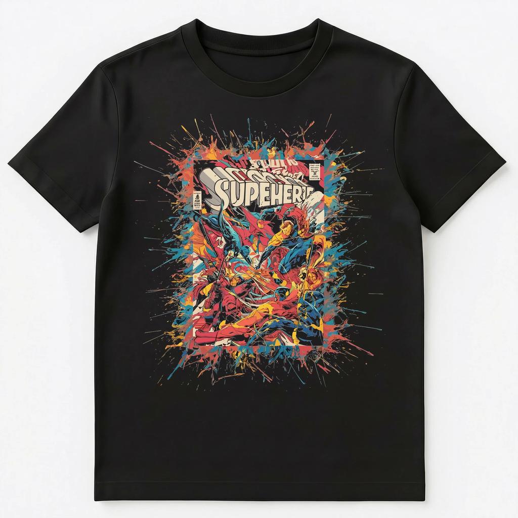Colorful Paint Splash Abstract Comic Book Art Graphic Unisex T-shirt Tops Tees Unisex