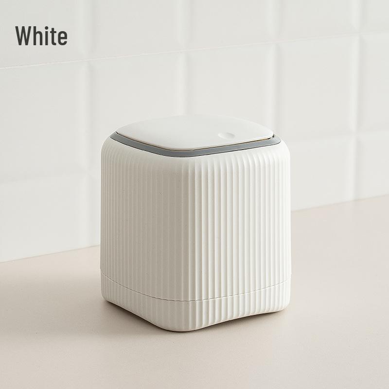 

Мусорное ведро с крышкой-поп-ап, открывающейся нажатием, с двойными ведрами ‒ Утолщенное ПП настольное мусорное ведро белый