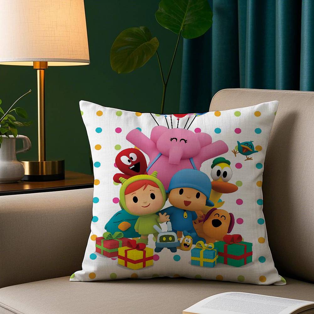 

Birthday Cartoon P-Pocoyo Pillow Case Plush Fabric Soft Pillowcase Double Sided Print Sofa Cushion Cover Throw 12x12Inch