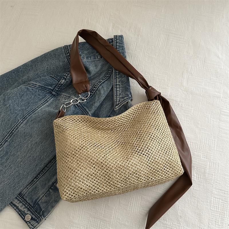 

Летняя высококачественная сумка через плечо из травы, женская рабочая сумка-мессенджер большой вместимости 2025 года коричневый