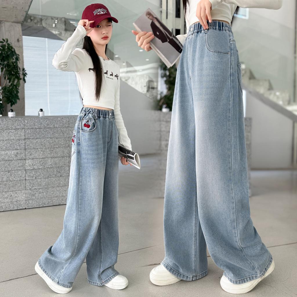 Girls' Jeans Spring and Autumn 2026 New Style Girls' Wide Leg Pants Spring Casual Pants Children's Straight Leg Pants Spring Clothing