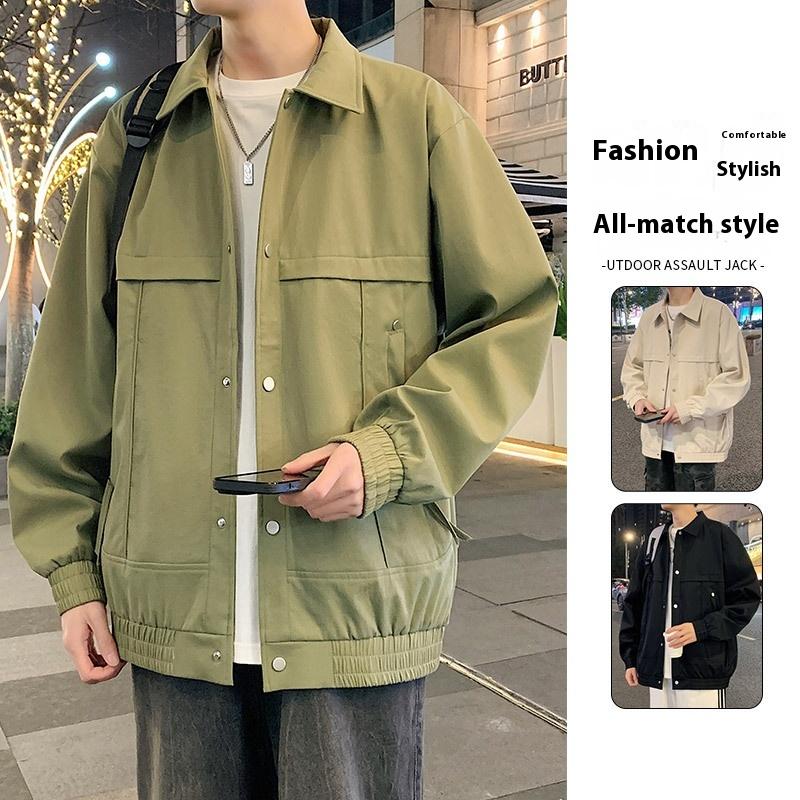 Multi-pocket Lapel Jacket Large Size Loose Casual Men's Thin Coat