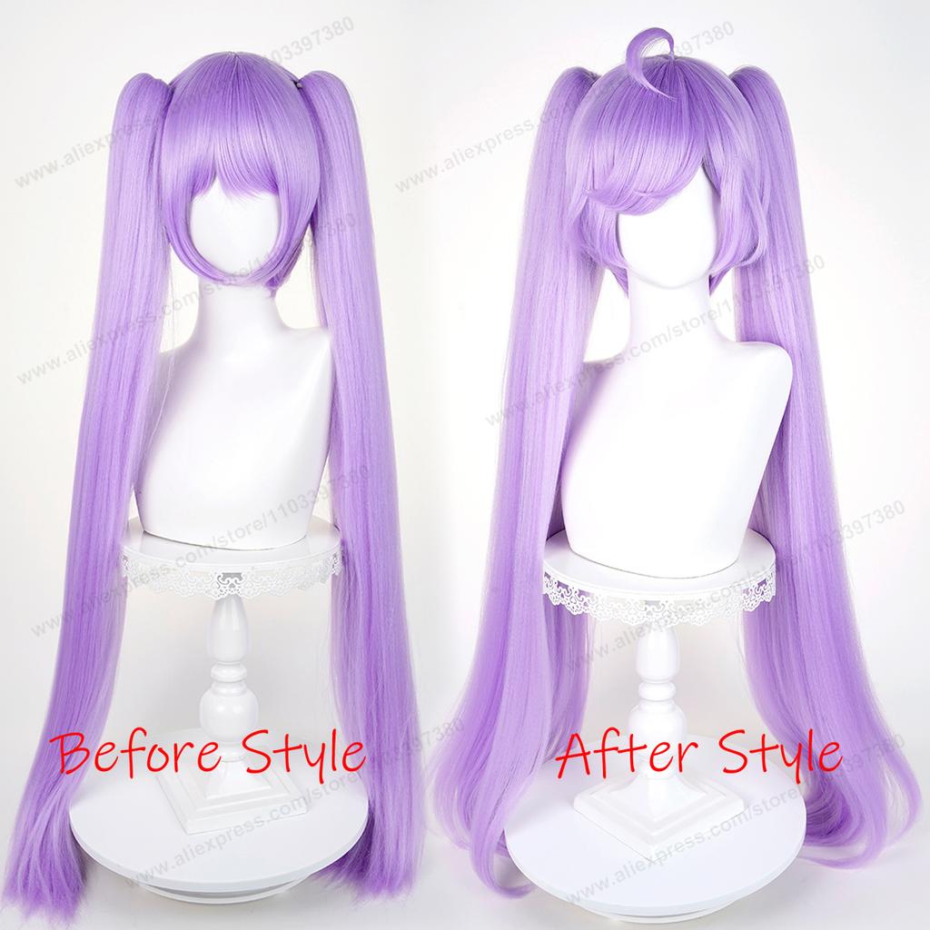 Manaka Laala Cosplay Perücke 95cm Lang Lila Damenperücken Anime Cosplay Perücke Halloween Hitzebeständig Voluminös Yaki Synthetikhaar