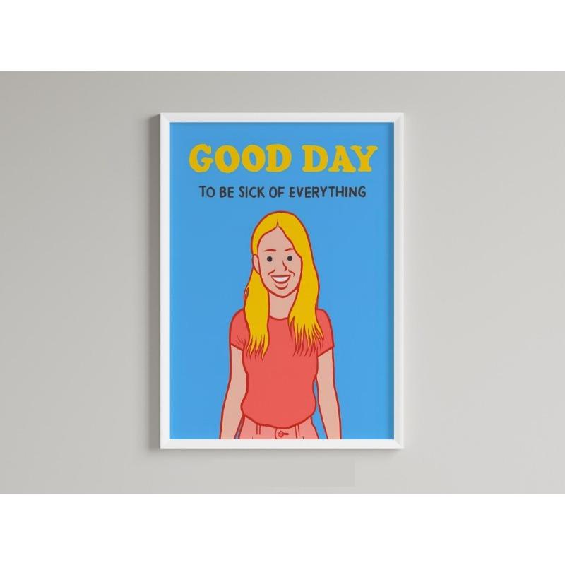 

Joan Cornella Black Humor Funny Cartoon Good Day Poster Print Wall Art Pictures Canvas Painting Living Room Bedroom Home Decor 21cm×30cm NoFrame