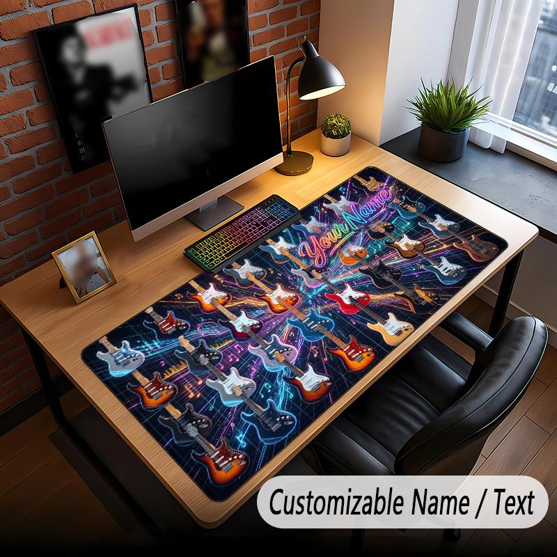 Music Guitar Theme Custom Mouse Pad Personalized With Name Text Customized Desk Mat For Office Home Decor