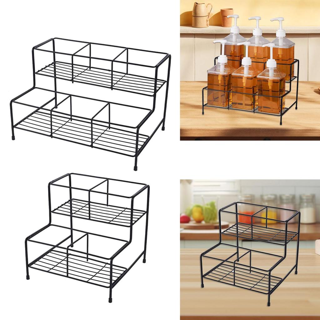 Suporte para exibição de garrafas de xarope, porta-vinhos para bar, prateleiras de metal para armazenamento, organizador de temperos, porta-especiarias para armário, bancada de café