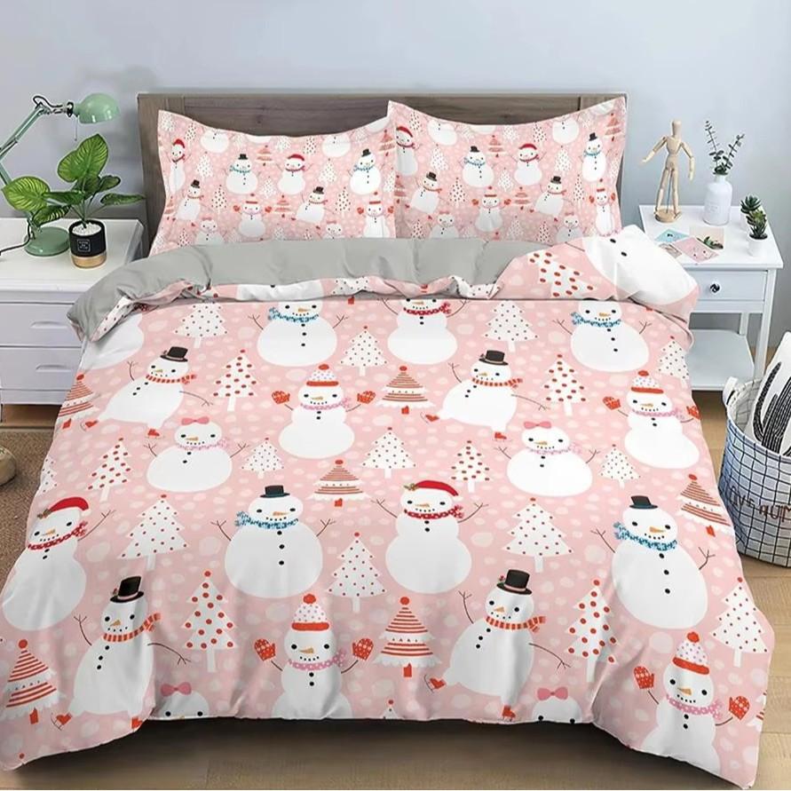 Christmas Snowman Down Comforter Set Bedding Set 3-piece Duvet Cover Set 135*200cm