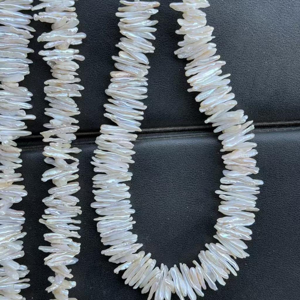1 Ficelle, Perles d'Eau Douce Naturelles Blanches, Perles Baroque à Trou Horizontal, pour la Fabrication de Colliers, Bracelets, Bijoux Artisanaux, Longueur 36 Cm