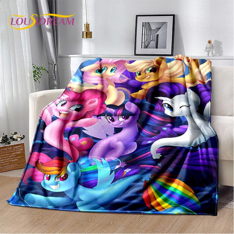 Cute 3D P-Pony Cartoon Unicorn Soft Plush Blanket,Flannel Blanket Throw Blanket for Living Room Bedroom Bed Sofa Picnic Kid Gift