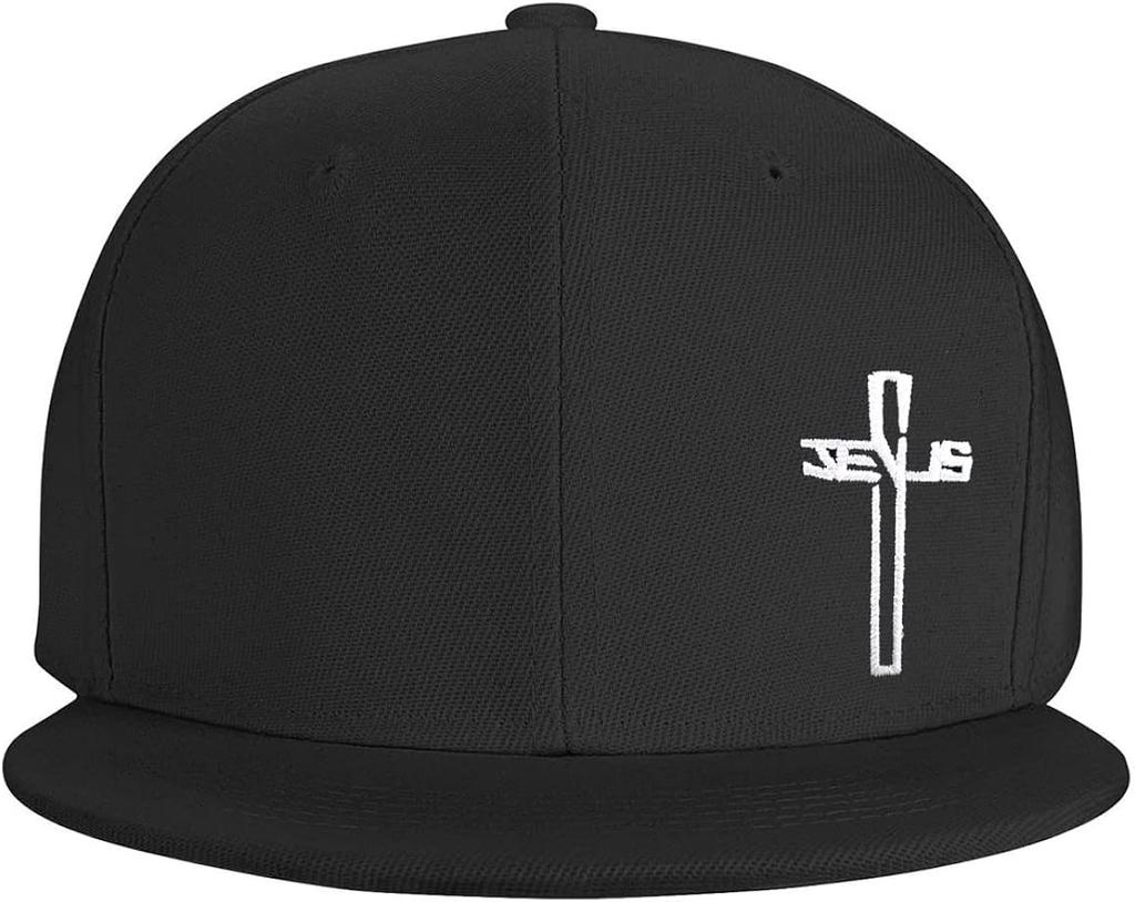 Snapback Hats For Men,Jesus Christian Cross Flat Brim Bill, Embroidery Adjustable Hip Hop Plain Baseball Cap