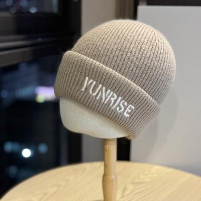 Embroidered Woolen Hat for Men In Winter Korean Version Versatile Thickened and Warm Large Head Circumference Couple's Cold Hat Trendy
