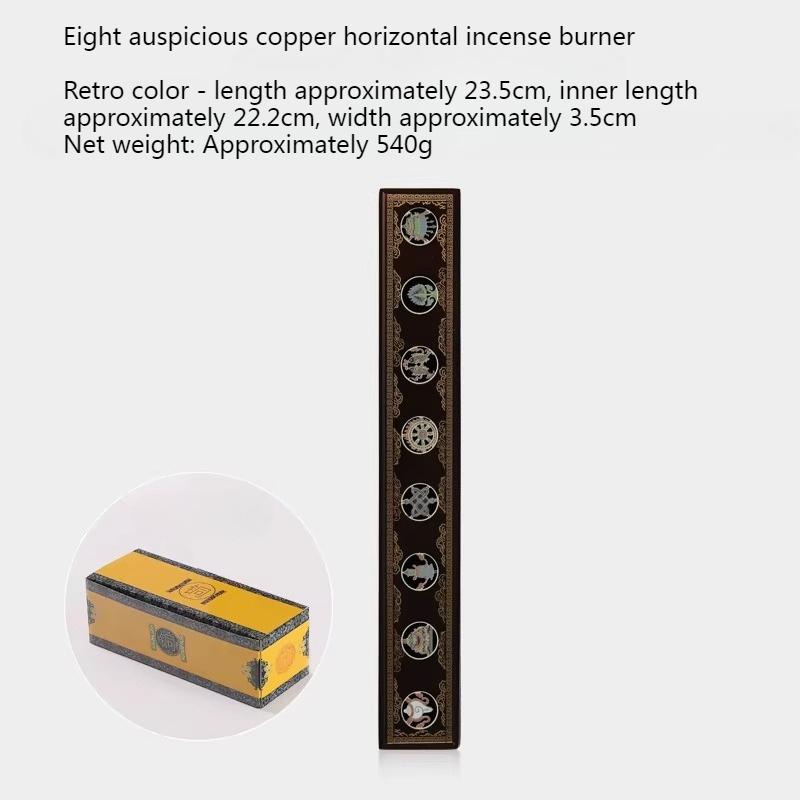 Tibetan Brass Eight Auspicious Lying Incense Burner/Eight Auspicious Patterns Hollowed-out Carvings Indoor Joss Stick Censer
