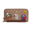 New PEANUTS Collaboration Zip Around Coated Canvas Wallet Trumpets Women's Tan CBM91-IMY3O