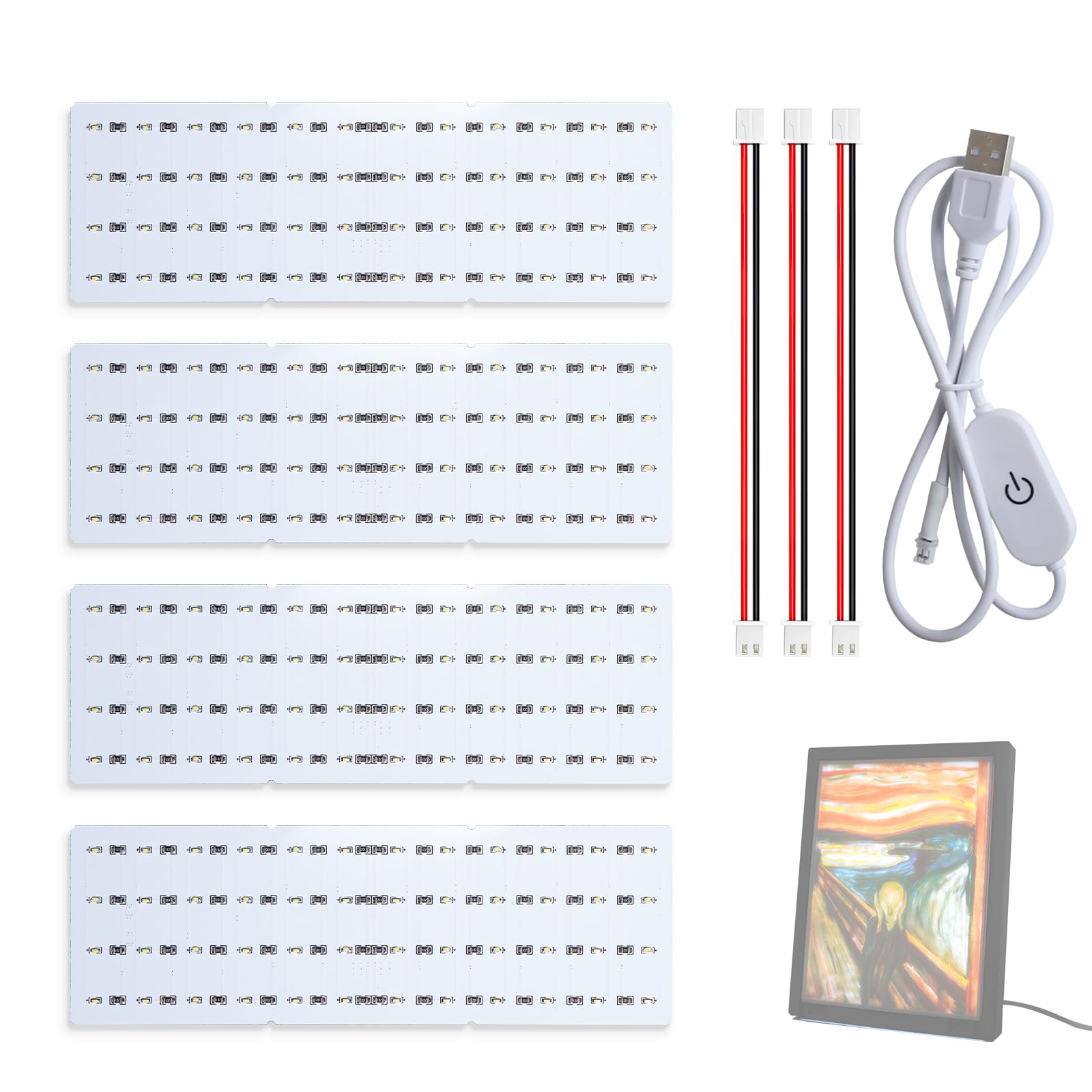 

Set of 4 CMYK Lithophone LED Backlight Circuit Board Kits Compatible with Bambulab A1/A1 mini/P2S/X1C/H2D 3D Printers. Includes USB Power Cable and Co