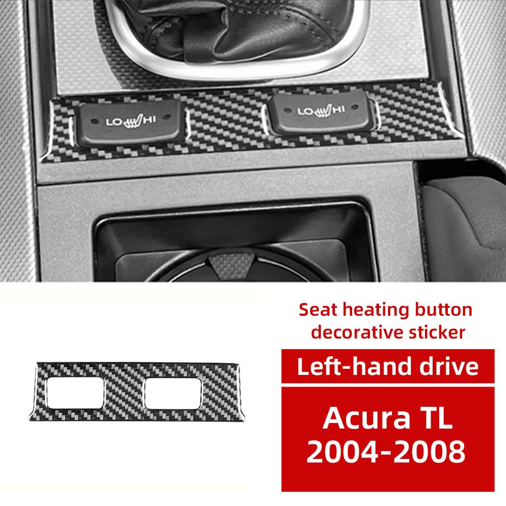 For Acura TL 2004-2008 LHD Seat Heater Button Trim Sticker Black Carbon Fiber Cover Interior Accessories Upgrade Decor Style