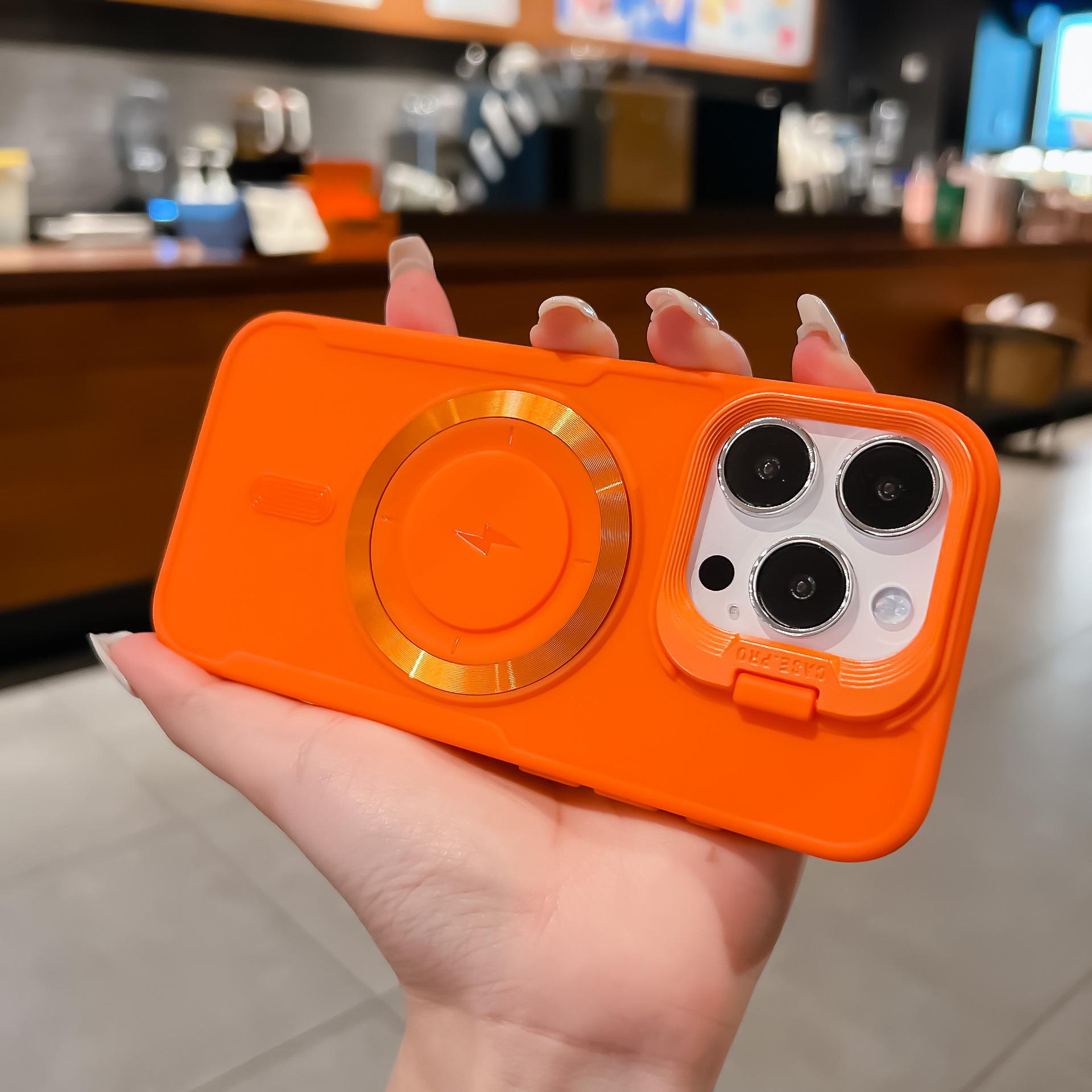 

Small Waist Lightning Magnetic Scrubbing Soft Case Suitable for IPhone 16 Mobile Phone Case Apple 15 Lens Bracket Protection Case iPhone 11