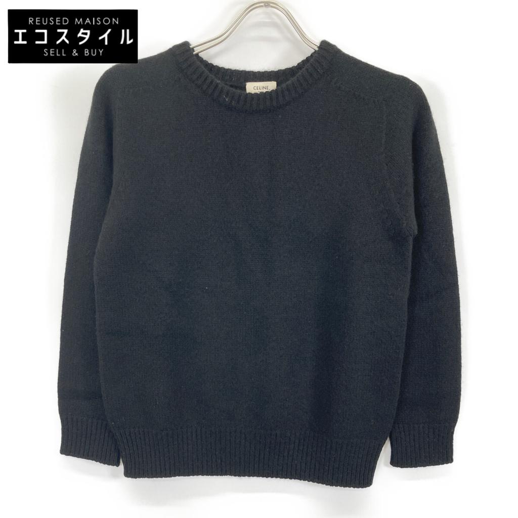 Celine 2A172384D Eddie Black Cashmere 100 Crew Neck Knit Sweater Tops S blackUsed