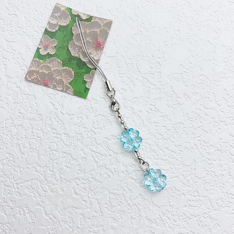 Y2K Lucky Grass Phone Charms For Women Girls Cute Four-Leaf Clover Beaded Keychain Bag Pendant Decoration Gifts
