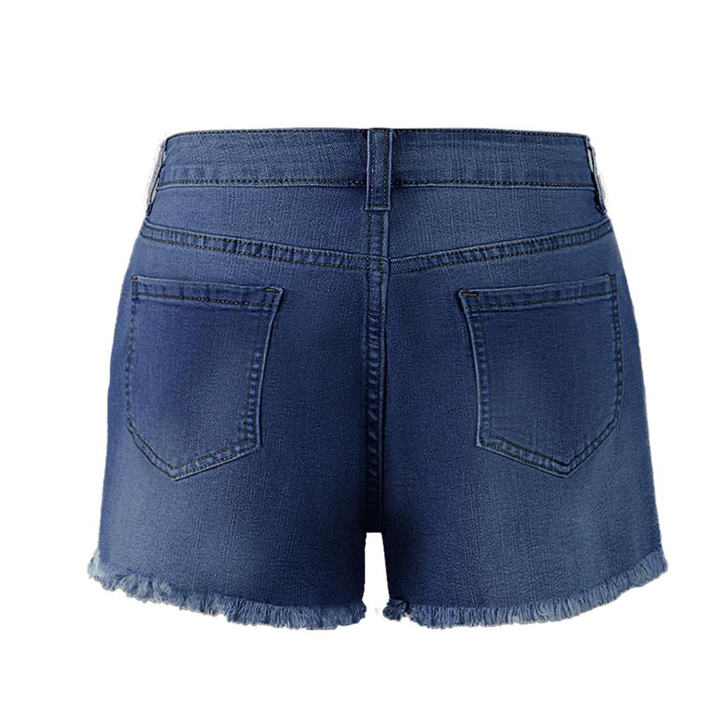 Damen-Jeansshorts in Farbe, Stretch, schmale Passform, Used-Look