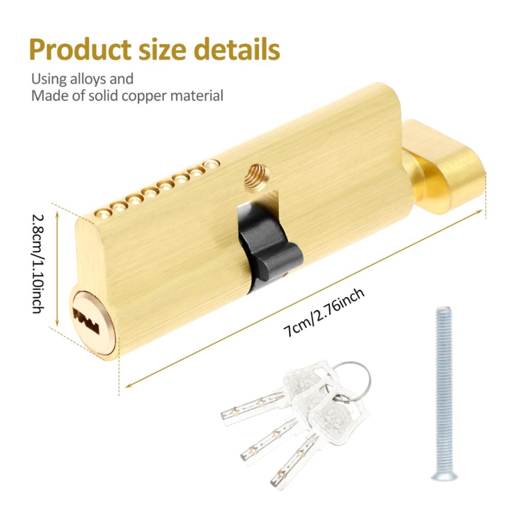 4Pcs Family Anti-theft Solid Brass Lock Cylinder Rustproof Barn Door Lock Safe Brushed Brass Cylinder Bolt Effective Protection