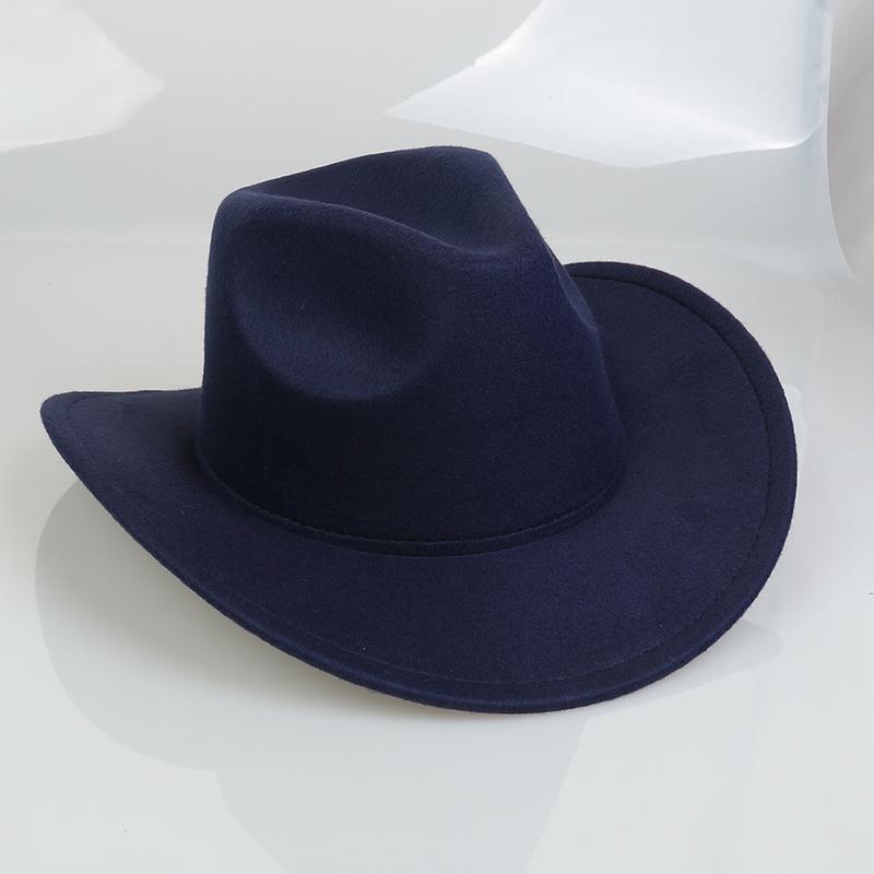 Women Men Western Cowboy Hat, Wide Curved Brim Felt Cowgirl Hat, Vintage Jazz Riding Hat, Removable Hat Belt, Head Circumference 56‑58cm