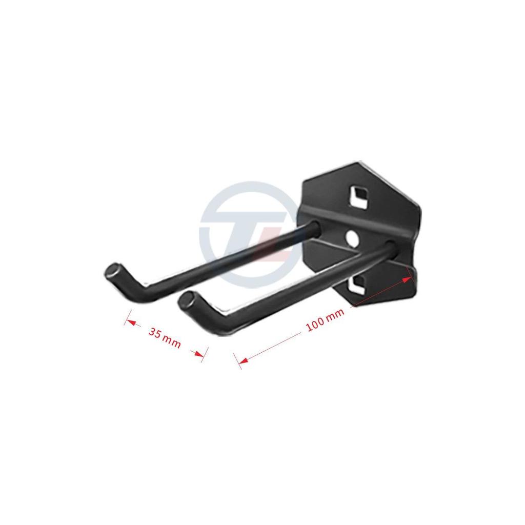 Black Square Pegboard Hook & Tool Holder Shelf - Metal Storage Rack & Accessory Display