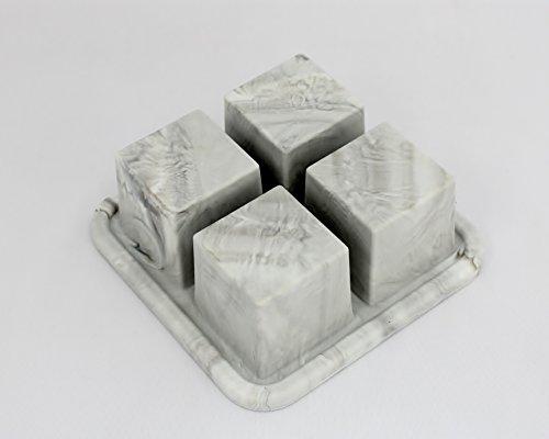 Maitre Francais IT-SL4 GM Silicone Ice Tray, 4-Cavity, Gray Marble, Square, Large Cube