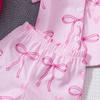 European & American Style Bow Short-Sleeve Pajama Set for Girls