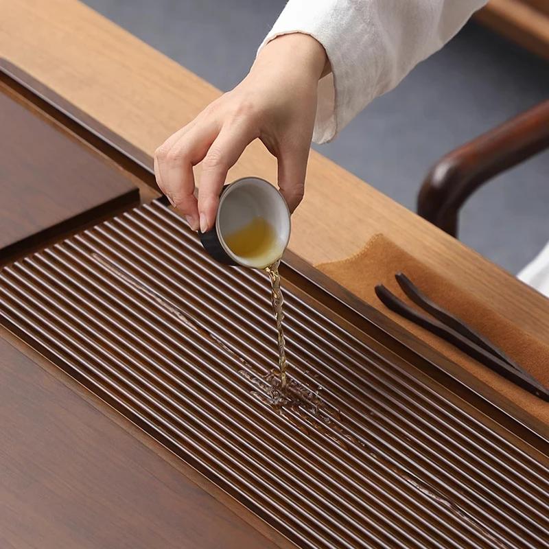 Tea Tray Household Solid Wood Tea Brewing Table Light Luxury High-End Tea Tray Kung Fu Tea Set Office Desk Wooden Tray